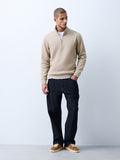 Twiwear Men's Dark Stone Ribbed Quarter Zip Sweatshirt - view 1