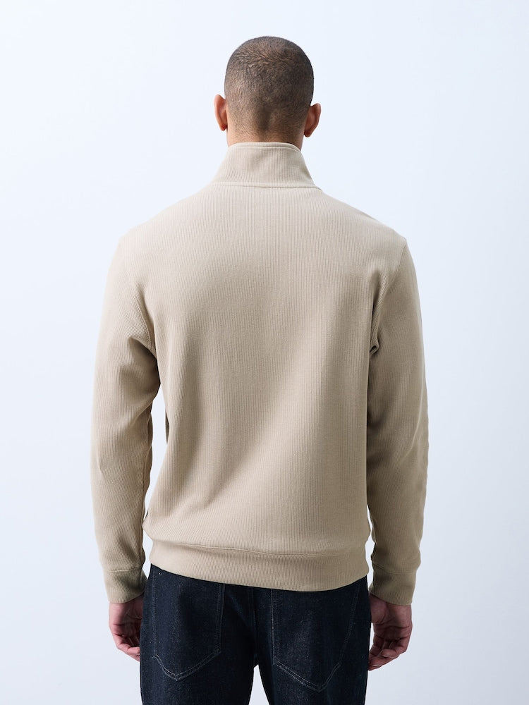 Twiwear Men's Dark Stone Ribbed Quarter Zip Sweatshirt - view 2